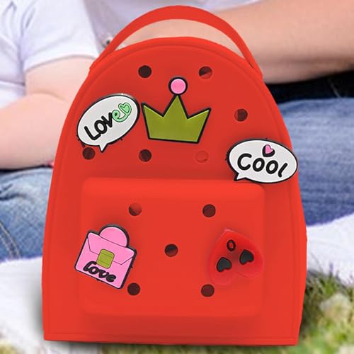 Silicone Jelly Backpack With Charm | Waterproof Silicone Backpack Cute Jelly Backpack,Cartoon Adjustable Travel Bag, Watermelon, Refer to description2