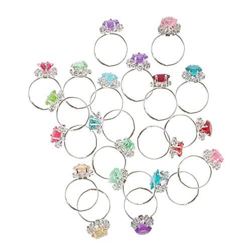 BRIGHTFUFU 20Pcs Decorative Finger Rings Simulation Diamond Jewelry for Role Play Smooth Comfortable
