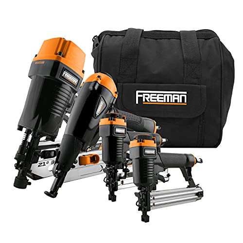 Freeman Pneumatic Framing and Finishing Nailer and Stapler Kit with Bag (4-Piece) | P4FRFNCB by Freeman - Used condition - US$217.17