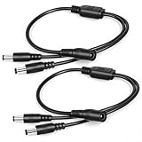 SynHHergyx 12V DC Power Splitter 2 Pack 1 Female to 2 Male Power Adapter Y Splitter Cable 5.5x2.1mm 12V 5A for CCTV Camera LED Strip Router