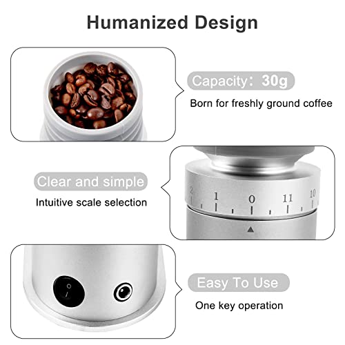 Coffee Grinder Electric Burr Coffee Bean Grinder Made Of Durable Aluminum Anti-Static Mess Free Mill Grinders For Drip,French Press Burr Coffee Grinders (Silver) #TOP5