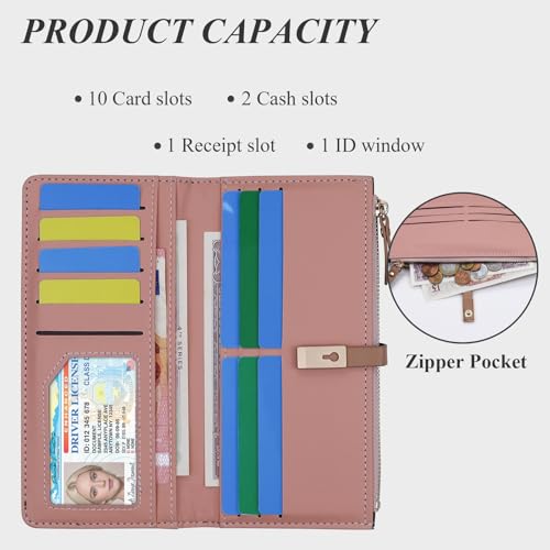 Womens Wallet, PU Leather Women's Wallets Credit Card Holder for Women and Girls, Long Wallet with Multiple Card Slots Ladies Wallets for Bank Cards, Credit Card, Cash (gray)4