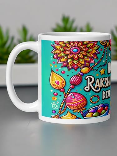 Image of Better Gift Flowers Happy Rakshabandhan Mug, Round Shaped Multicolor Themed Coffee Mugs, Mug for Gifting, Gifting Items for Family, Friends & Closed Ones