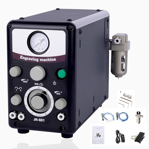 WHYYDSS Máquina de Grabado de Impacto neumática de 400 a 8000 RPM, máquina de Grabado neumática, Herramientas de engarce de Piedras para Grabado Manual, máquina de Grabado para joyería,Dual-Head-110V