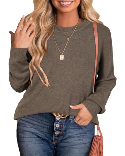 Arach&Cloz Women's 2025 Casual Crew Neck Long Sleeve Shirts Lightweight