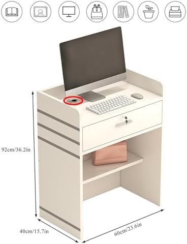 Reception Desk for Spaces with Lockable Drawer, Compact Office Counter Desk Counter Modern Front Lockable Drawers,Lockable Reception Desk with Storage Shelves | Retail Checkout Counter for O