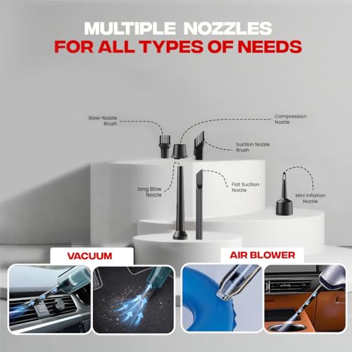 Image of Autofy Storm 2 [4-in-1] Powerful & Fully Wireless Car Vacuum Cleaner Air Blower - 12000PA 2.5X More Suction Power - BLDC Long Life Motor - 2 Suction Speeds - 25 mins Runtime (24 Months Warranty)