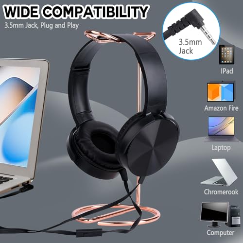 Wensdo Classroom Headphones Bulk 5 Pack with Microphone, On-Ear Wholesale Wired Kids Headphones for Students School with 3.5mm Jack for Library Home Online Learning and Travel (HY450, Black) by Wensdo - Image 6