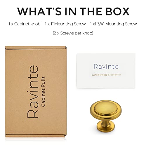 Image of Ravinte 1 Pack 1-1 /4 inch Kitchen Cabinet Knobs Brushed Brass Zinc Pulls Door Handles for Dresser Drawers