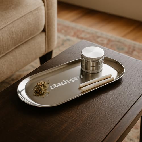 Image of Stash-Pro Stainless Steel Premium Multipurpose Crushing & Mixing Tray, Handy & Sleek (Silver)