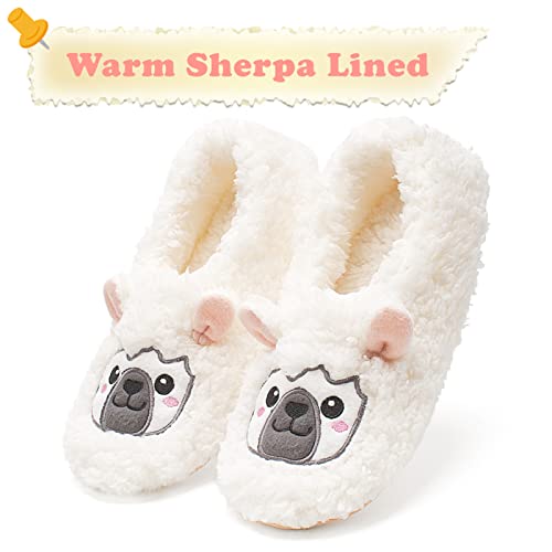 Image of The Metluks Cute Animal House Slippers, Warm Fuzzy Slipper Socks with Grippers Non Slip, Cozy Funny Gifts