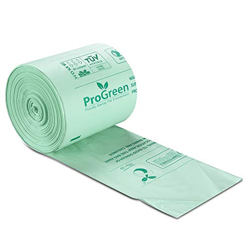 ProGreen 100% Compostable Bags 2.6 Gallon, 300 Count, Extra Thick 0.71 Mil, Small Compost Kitchen Trash Bags, Food Scraps Yard Waste Bags, Compost ASTM D6400 BPI and TUV Austria Certified