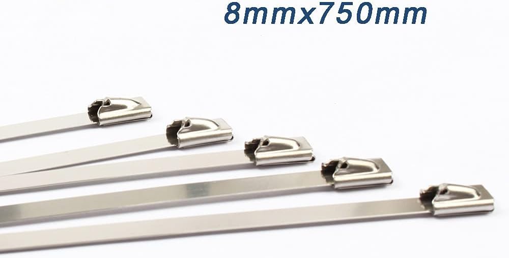 Fascette for cavi, 100 pezzi Fascette for cavi in ​​acciaio inossidabile autobloccanti da 8 mm di larghezza Fascette for cavi in ​​metallo Fascette for cavi autobloccanti (Colore: 8mmx800mm) (Colore:
