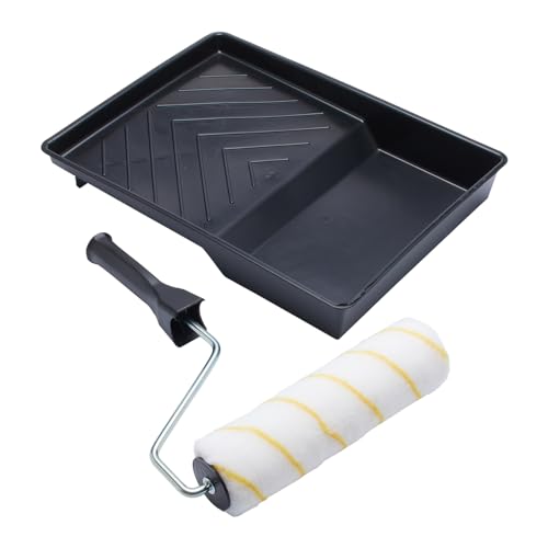Price comparison product image ProDec 9 inch x 1.75" 3 Piece Unifibre Woven Paint Roller,  Cage Frame and Tray Set for Painting with Emulsion Paints on Interior Walls and Ceilings