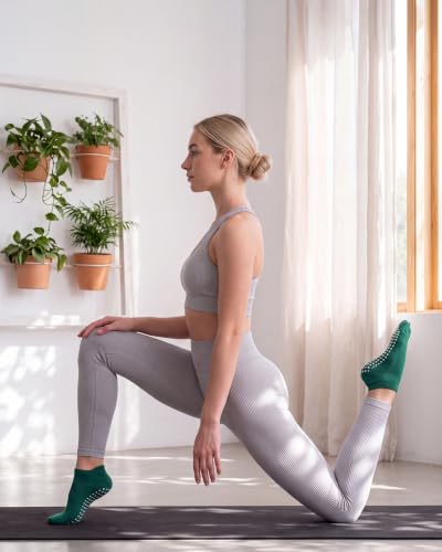 Image of Chuarry 60 Pairs Cotton Yoga Socks Non Slip Skid Sticky Socks for Women Elderly Hospital Pilates Ballet Barre