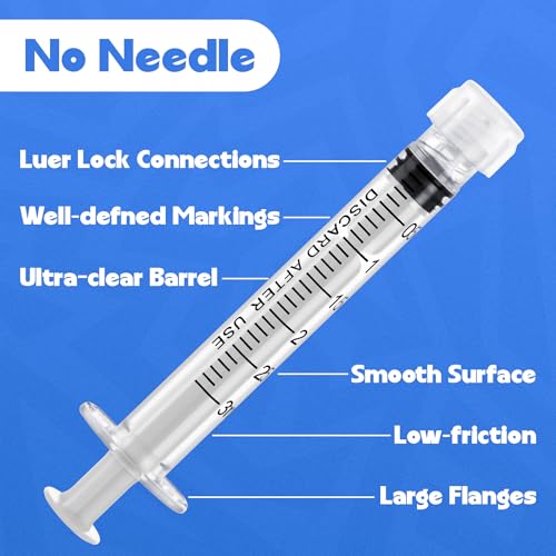 Image of 3mL Luer Lock Syringes without Needle - Syringe with Cap, Sterile Individually Sealed, Professional, Industrial & Personal Home Care, 10 Pack