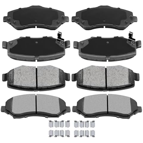 AUTOMUTO D1273 & D1274 8pcs Front Rear Ceramic Pads Brake fit For 2007-2011 For Dodge Nitro, 2008-2012 For Jeep Liberty, 2007-2017 For Jeep Wrangler, 2018 For Jeep Wrangler JK Cover