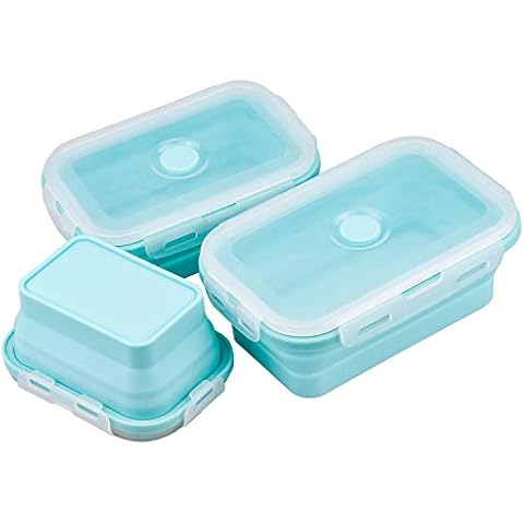 Demason Faltbare Frischhaltedosen, 3 Stück Frischhalteboxen Silikon Zusammenklappbaren Container Brotdosen Cover
