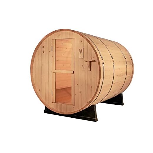 Canadian Pine Wood 6' Foot Outdoor Barrel Sauna, 4 Person, with 9KW Wet or Dry Heater and Lava Rocks
