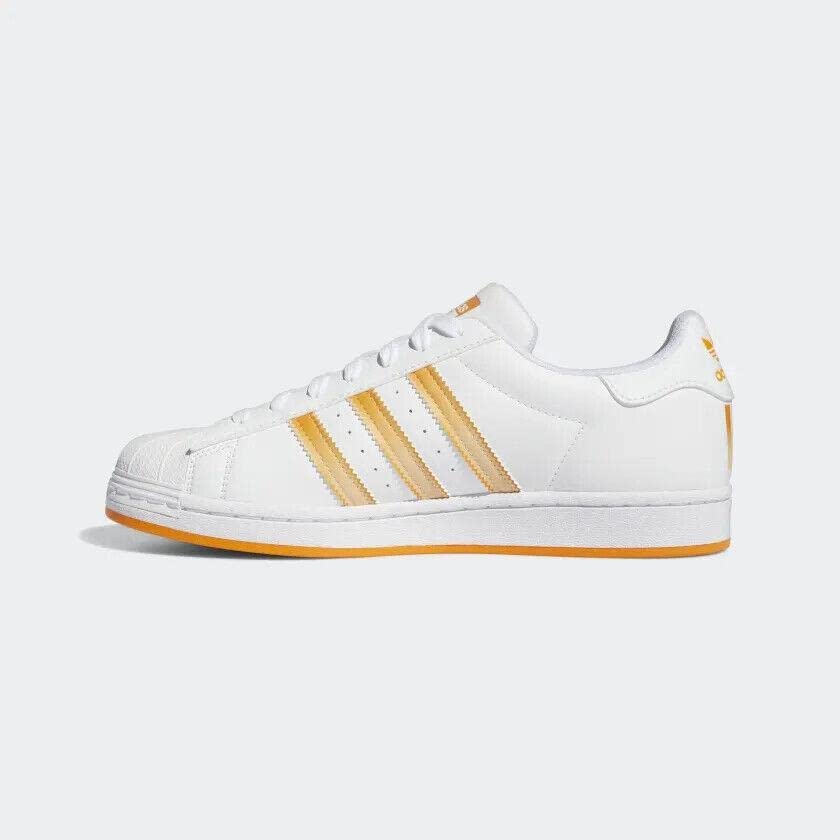 adidas Originals Mens Superstar Classic Low Top Sneaker Shoe, Cloud White/Orange Rush/Acid Orange, 53