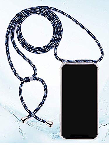Handykette von Linecase | Samsung S 10 Hülle mit Band | Handykette für Damen | durchsichtige Hülle mit Kordel | Kordel Farbe Blau Schwarz | Hülle mit Kordel zum Umhängen | Abnehmbare Kette Cover