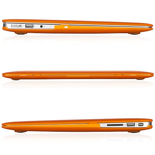 Kuzy Rubberized Hard Case Cover SeeThru for New Apple MacBook Air 13.3-Inch - A1369/A1466 - Aluminum Unibody - Orange