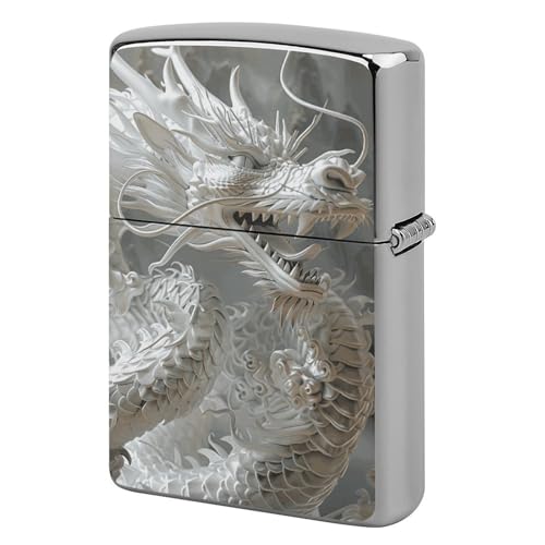 Coque de rechange briquet dragon blanc en métal pour vos sorties