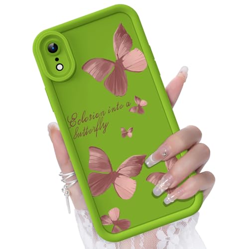Coque fleurie iPhone XR silicone vert idéale pour le quotidien