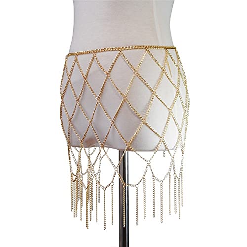 Slatiom Multi Layer Waist Chain Belt For Women Hip Hop Alloy Mental Gold Belly Dress Body Jewelry Belt Fashion Jewelry (Color : Silver) #TOP5