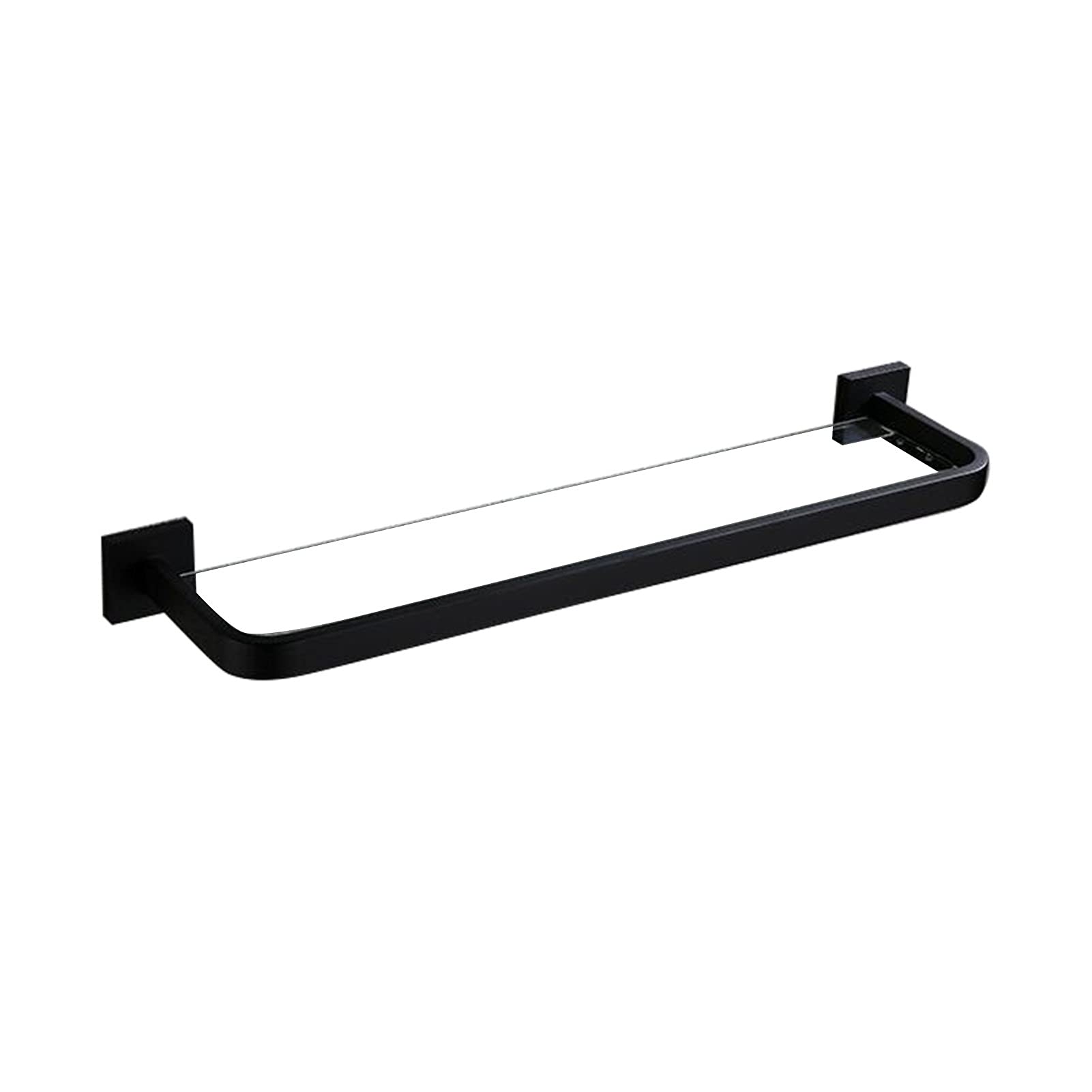 Estante de cristal para baño con marco dorado, estante de vidrio templado montado en la pared, color negro, acero inoxidable cepillado, 40 cm, estante de baño de vidrio HPLL