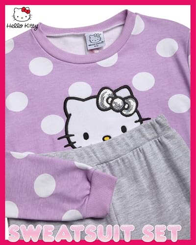 Hello Kitty Girls Sweatpants Set - 2 Piece Fleece Crewneck Sweatshirt and Girls Joggers Cute Matching Clothing Set (2T-12)2