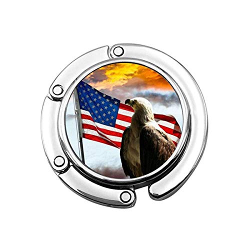 Sunset Eagle USA Flag Bolso para Mujer Plegable Bolso de Escritorio Bolso de Escritorio Gancho