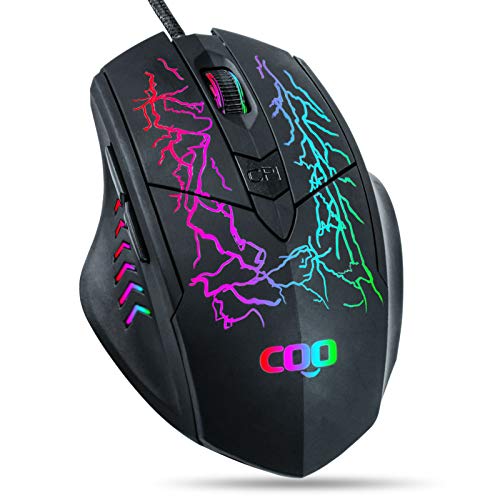 Wired USB Mouse for Computers and Laptops,Ergonomic Game Mice With Easy Click for Office and Home-6 Buttons,6400DPI,Premium and Portable,Compatible with Windows PC,Desktop, Notebook(Black)