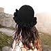 Women's Crochet Ruffled Bucket Hat - Winter Fashion Knitted Hat Foldable Wide Brim Fisherman Beanie Cap Stretchy Knit Hat (US, Alpha, One Size, Black)