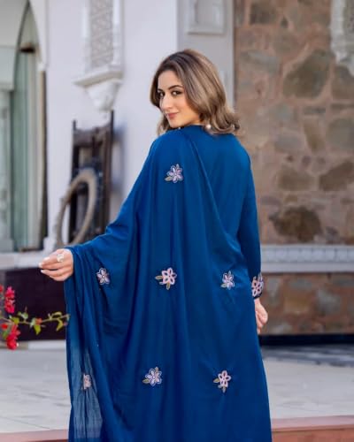 Image of KLOSIA Women's Embroidered A-Line Kurta Set with Dupatta | Floral Embroidery Ethnic Suit Set | Kurta Pant Set for Women | Festive, Wedding