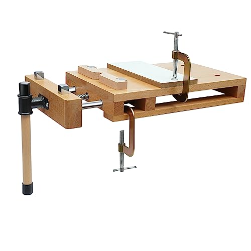 HuaShuani Woodworking Table, Benchtop Hardwood Woodworking Vice Table, Quick-Release Vise with G-Clamp and 4 Limit Blocks, Suitable for Home, Woodworking Studio, Fixed Processed Wood