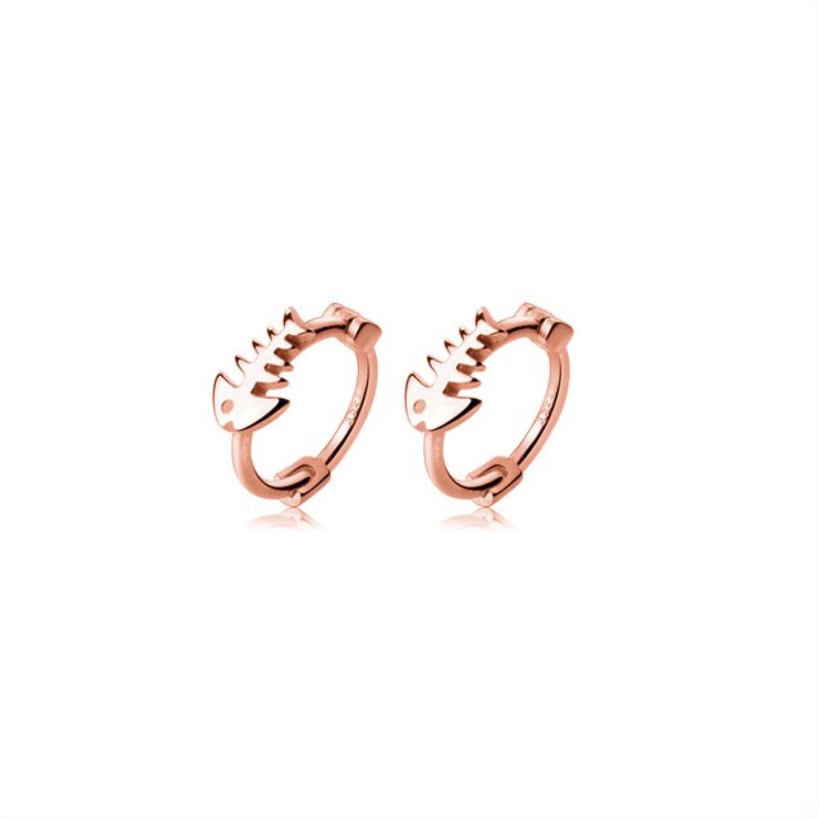 New 925 Sterling Silver Simple Lovely Fishbone Anti-allergy Hoop Earring For Women Girl Fine Jewelry Student Gift