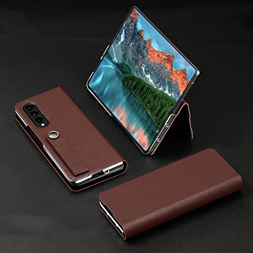 Étui à rabat magnétique en cuir véritable grain de crocodile pour Samsung Galaxy Z Fold 4