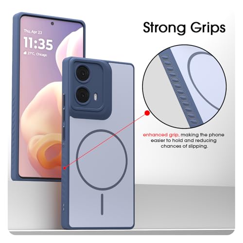 Image of Amazon Basics Back Cover for Motorola Moto Edge 50 Fusion 5G / Motorola Moto G96 5G | Hard Back | Shockproof | Mag-Safe Design (Mag-Safe Not Support) Protective Bumper Case (Blue Mag-Safe)