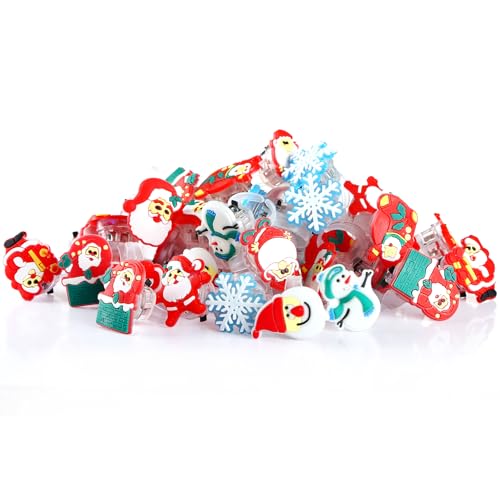 LIHAO Anillos Luminosos Juguetes de Navidad para Niños Regalos para Niños Navidad LED Anillos Luminosos Anillos de Navidad Anillos de Santa Interesantes