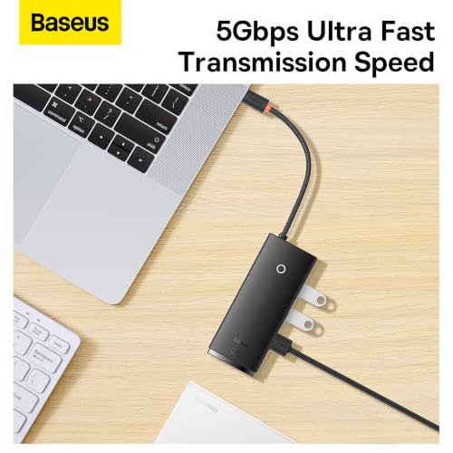 Image of Baseus Lite Series 5-in-1 Type-C Hub | HDMI 4K, 3x USB 3.0, 100W PD | Docking Station for MacBook, Windows & Type-C Laptops (Black)