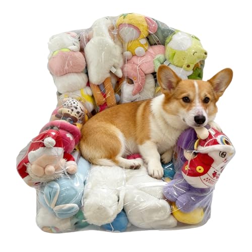 Almacenamiento para Juguetes de Peluche en Puff | Transparente para Muñecas | Sillón Puf Para Almacenar Peluches - Para Niños y Niñas Dormitorio Guardería Sala de Juegos Salón