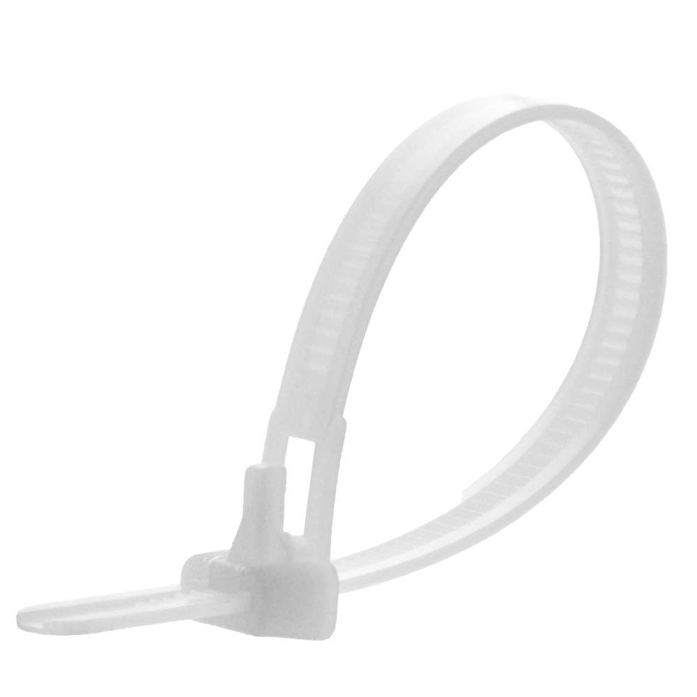 Kafton Natural / White Releasable/Reusable Colour Cable Ties - 250Mm X 7.6Mm - Nylon Premium Strong Zip Ties