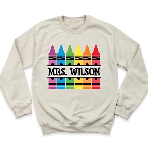 Personalized Crayon Teacher Shirt Sweatshirt, Cute Teacher T-Shirt, Back to School Sweatshirt, Crayon Teacher Shirt, Teacher Sweatshirt, Teacher Name T-Shirt, Funny Teacher Shirt, Teacher Tee Hoodie