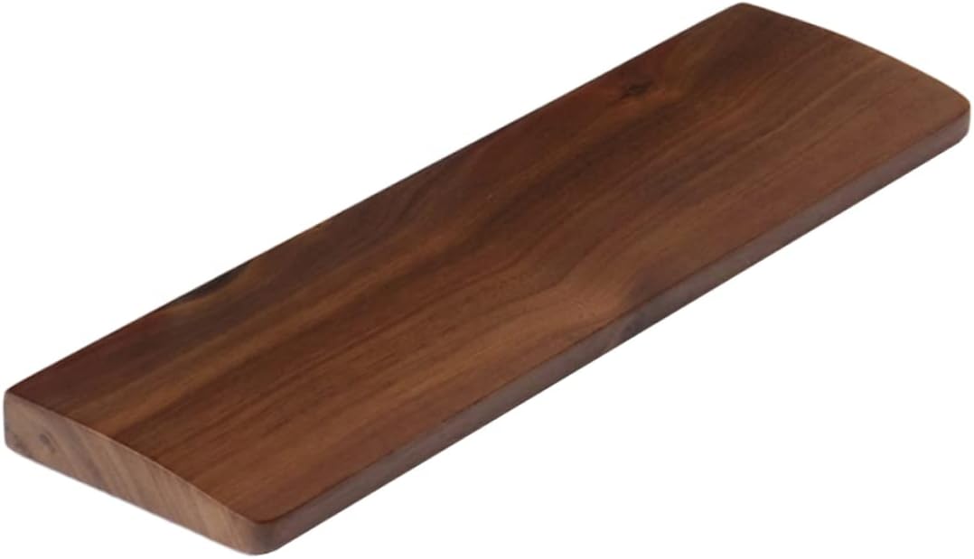 Angoily Ergonomic Walnut Wood Keyboard Wrist Rest Pad Natural Texture Comfortable Arc Design for Office Gaming Enhances Typing Experience Computer Accessory
