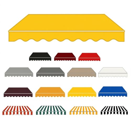 Générique Toile De Remplacement pour Store Banne Manuel avec Lambrequin,Toile De Store Imperméable,Tissu pour Store Rétractable,Housse De Rechange pour Store De Terrasse Jardin,Jaune,360x300cm
