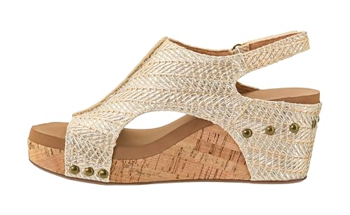 Image of Corkys Footwear Womens Carley Wedges, Featuring Corkys EVA Foam Cushioned Insoles, A 2.5 Inch Heel, Lightweight For All Day Wear, And Hook And Loop Closure