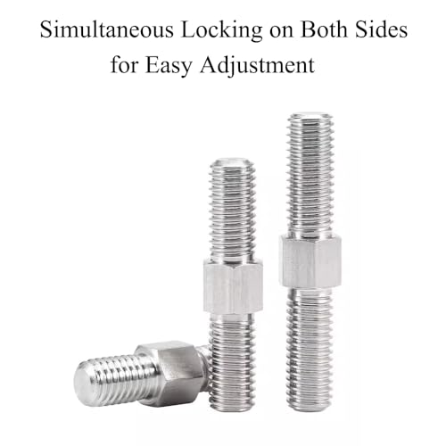4 Stück Edelstahl 304 Sechskantkopf Bolzenstangen mit Doppeltem Ende, Links/Rechts Gewindestangen mit Doppeltem Ende Gewindestangen Bolzen, M6 x 60mm