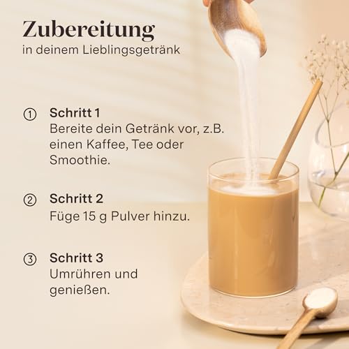 Glow25® Collagen Plus Pulver [450g] - Kollagen Hydrolysat mit Vitamin C, Zink und Biotin - Peptide Typ 1 und 3 - Gute Löslichkeit - Neutral