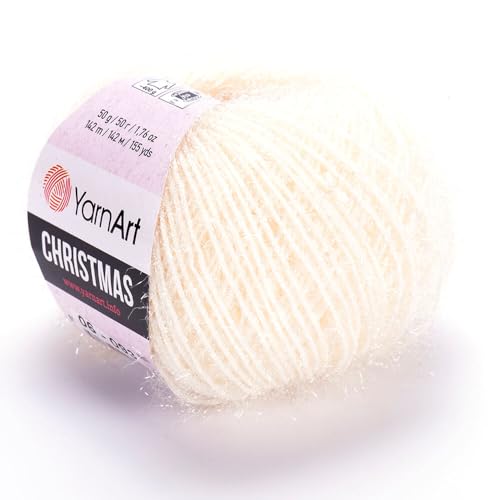 Yarnart Christmas Fantasy Sparkly Knitting Yarn, Metallic, Sparkle, Shiny, Eyelash, 100% Polyamide, 1.76 Oz, 155 Yds, 50 Grams, Amigurumi